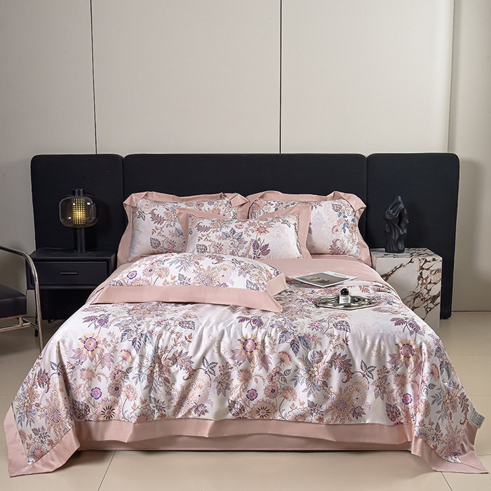 91家纺网 家纺一手货源 找家纺 （总）赛丽雅 2026新款拼角轻奢冰丝凉感夏被四件套