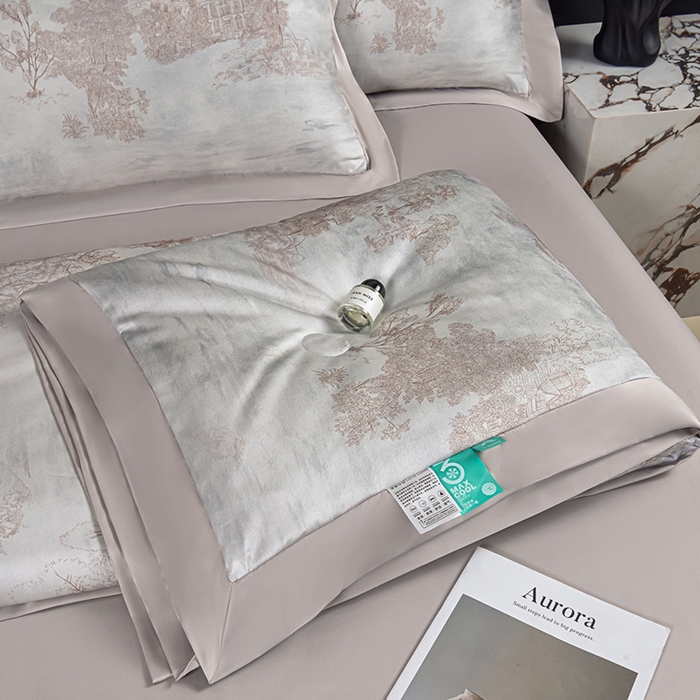 91家纺网 家纺一手货源 找家纺 赛丽雅 2026新款拼角轻奢冰丝凉感夏被四件套 曼迪