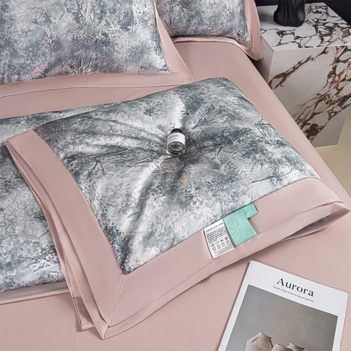 91家纺网 家纺一手货源 找家纺 赛丽雅 2026新款拼角轻奢冰丝凉感夏被四件套 倾城