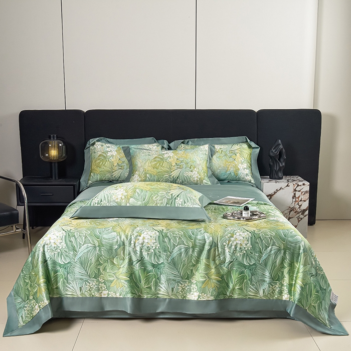赛丽雅 2026新款拼角轻奢冰丝凉感夏被四件套 热带雨林