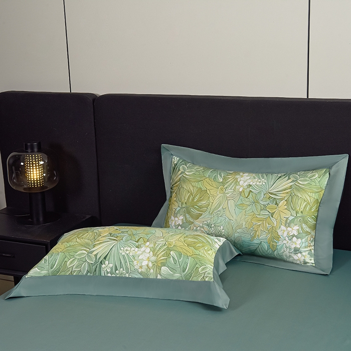 91家纺网 家纺一手货源 找家纺 赛丽雅 2026新款拼角轻奢冰丝凉感夏被四件套 热带雨林