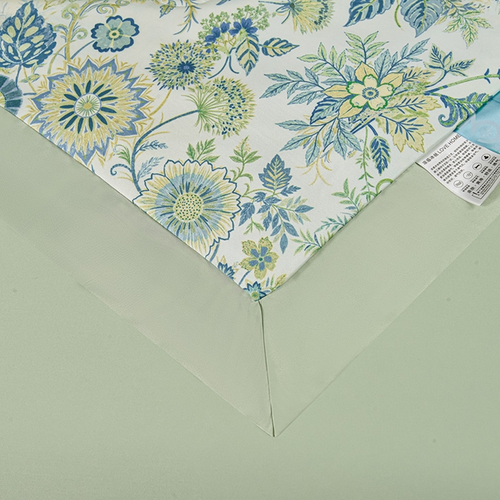 91家纺网 家纺一手货源 找家纺 赛丽雅 2026新款拼角轻奢冰丝凉感夏被四件套 赛雅-绿