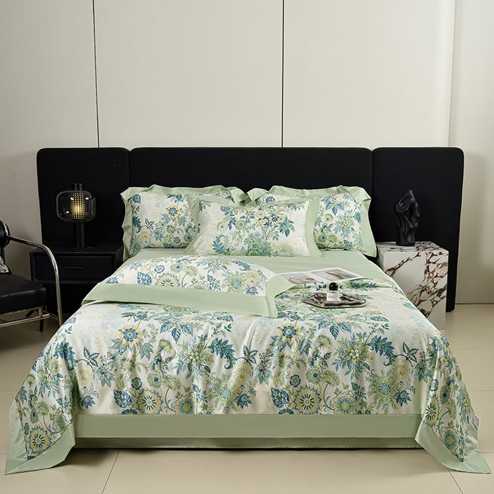 赛丽雅 2026新款拼角轻奢冰丝凉感夏被四件套 赛雅-绿