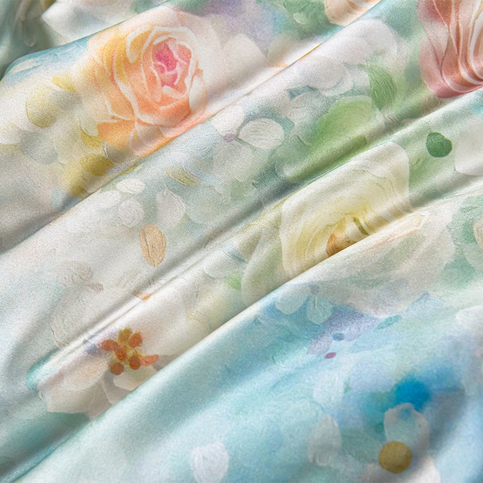 91家纺网 家纺一手货源 找家纺 赛丽雅 2026新款拼角轻奢冰丝凉感夏被四件套 雅婷