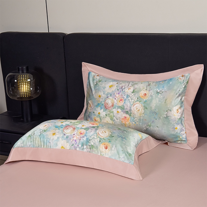 91家纺网 家纺一手货源 找家纺 赛丽雅 2026新款拼角轻奢冰丝凉感夏被四件套 雅婷