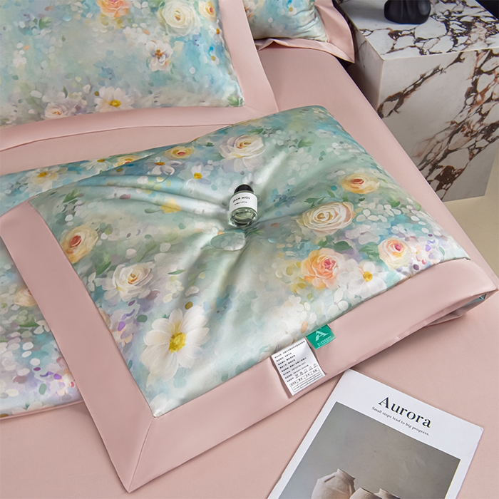 91家纺网 家纺一手货源 找家纺 赛丽雅 2026新款拼角轻奢冰丝凉感夏被四件套 雅婷