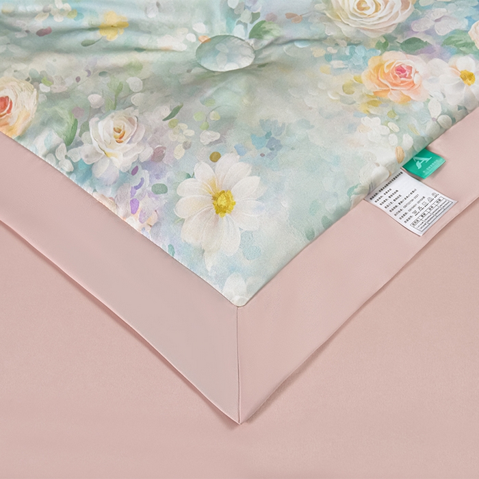 91家纺网 家纺一手货源 找家纺 赛丽雅 2026新款拼角轻奢冰丝凉感夏被四件套 雅婷