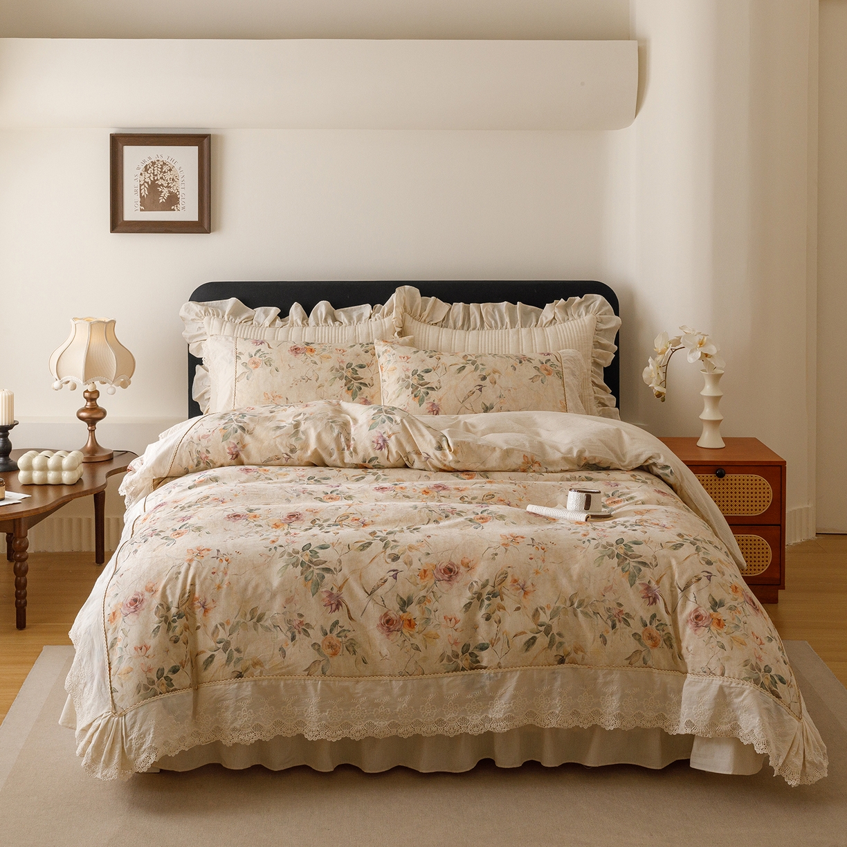 （总）菊上家纺 2026新款棉麻床盖四件套-飞鸟系列