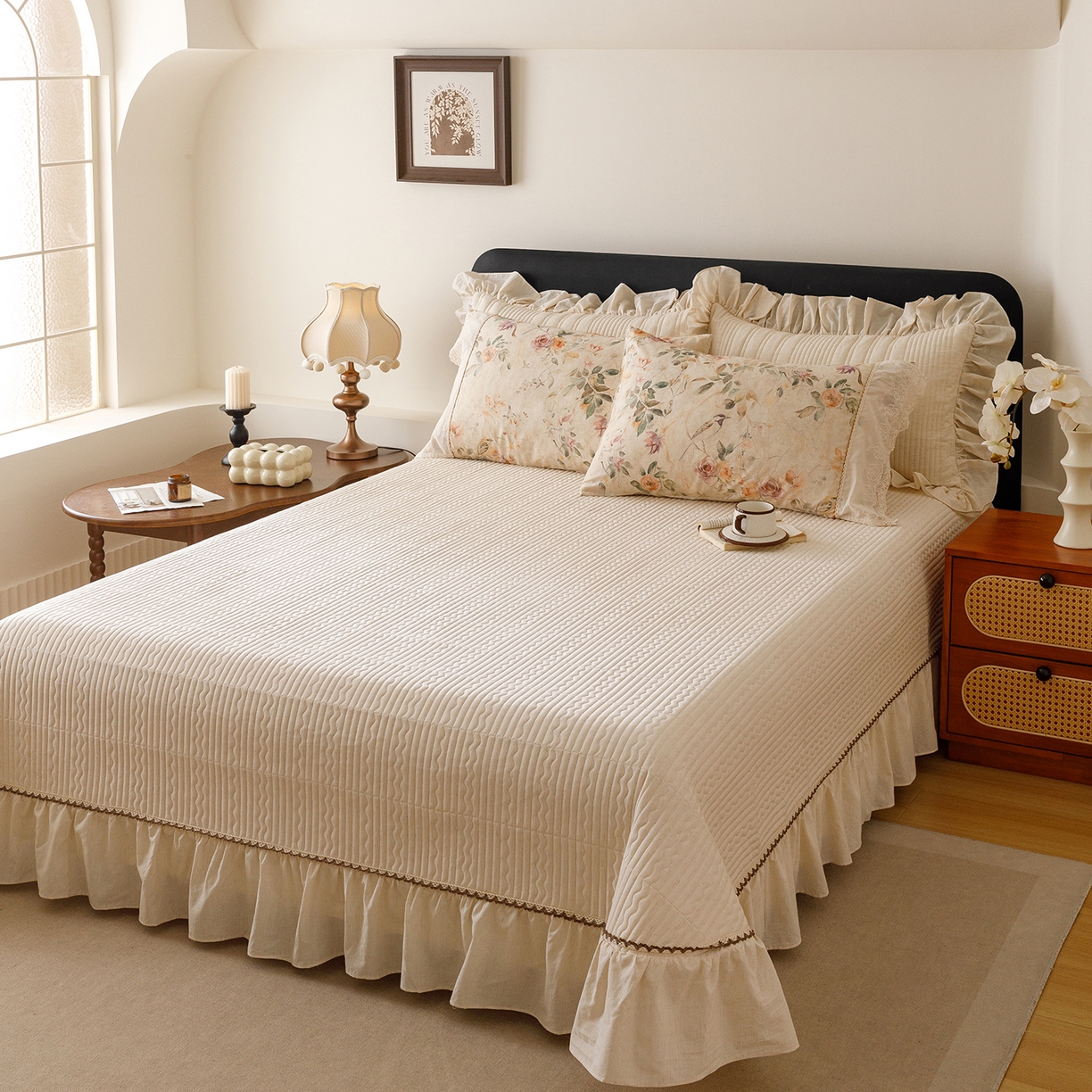 91家纺网 家纺一手货源 找家纺 （总）菊上家纺 2026新款棉麻床盖四件套-飞鸟系列