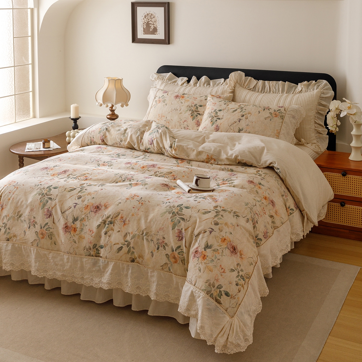 91家纺网 家纺一手货源 找家纺 （总）菊上家纺 2026新款棉麻床盖四件套-飞鸟系列