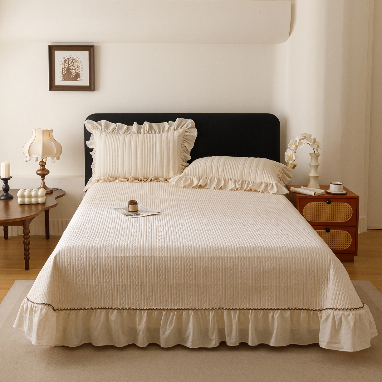 91家纺网 家纺一手货源 找家纺 菊上家纺 2026新款棉麻床盖四件套-飞鸟系列 棉麻-寻野