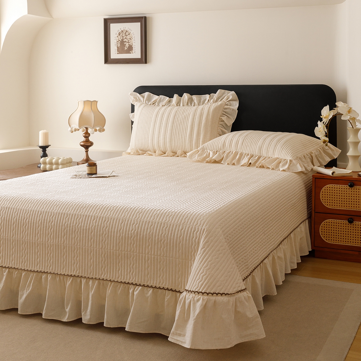 91家纺网 家纺一手货源 找家纺 菊上家纺 2026新款棉麻床盖四件套-飞鸟系列 棉麻-寻野