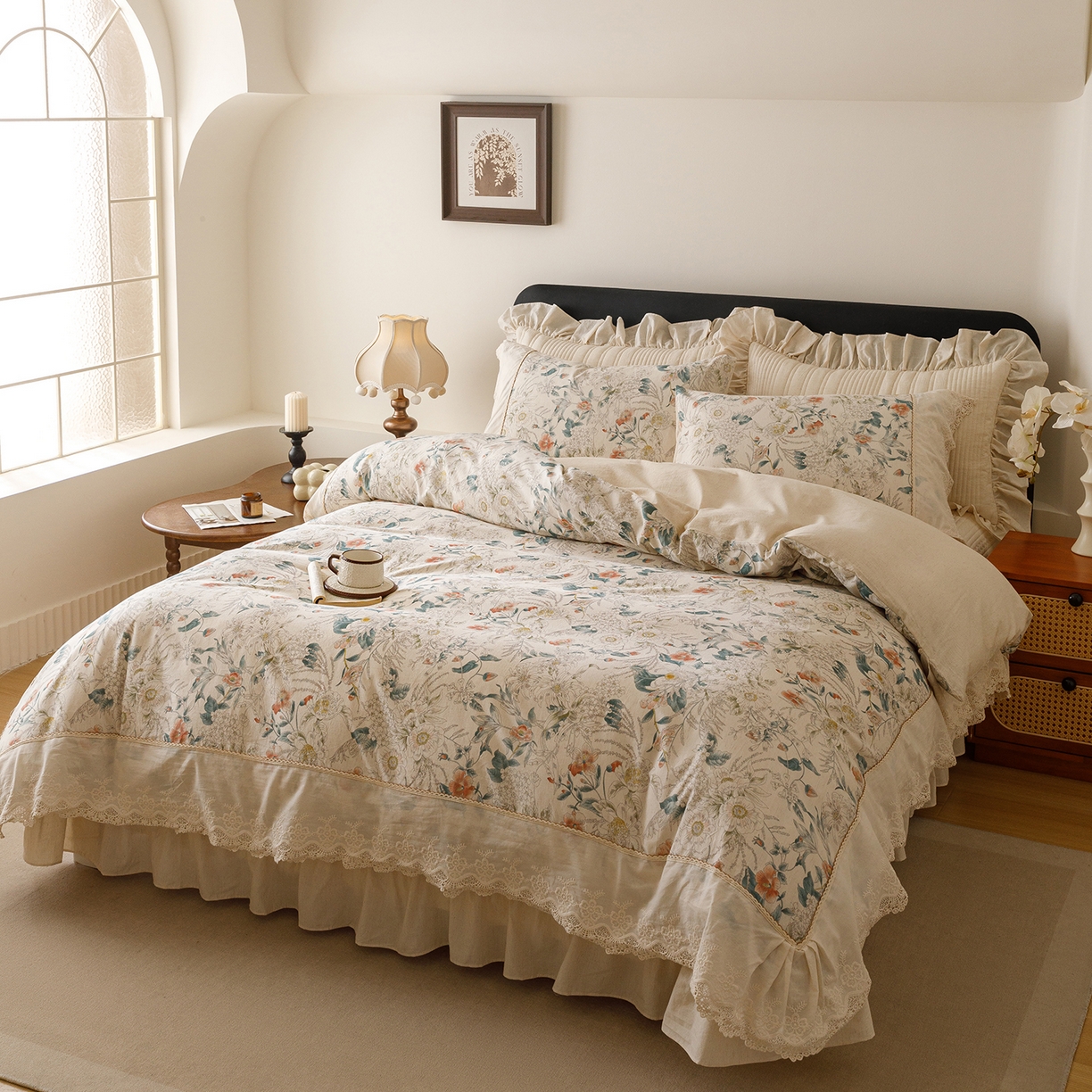 91家纺网 家纺一手货源 找家纺 菊上家纺 2026新款棉麻床盖四件套-飞鸟系列 棉麻-梦岚