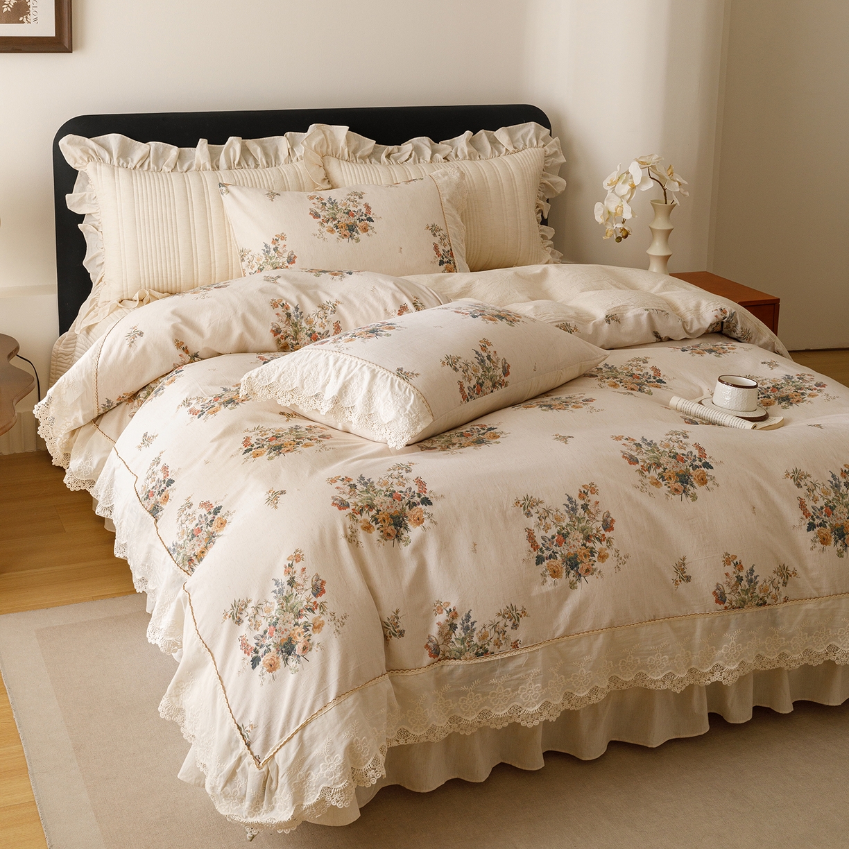 91家纺网 家纺一手货源 找家纺 菊上家纺 2026新款棉麻床盖四件套-飞鸟系列 棉麻-寻野