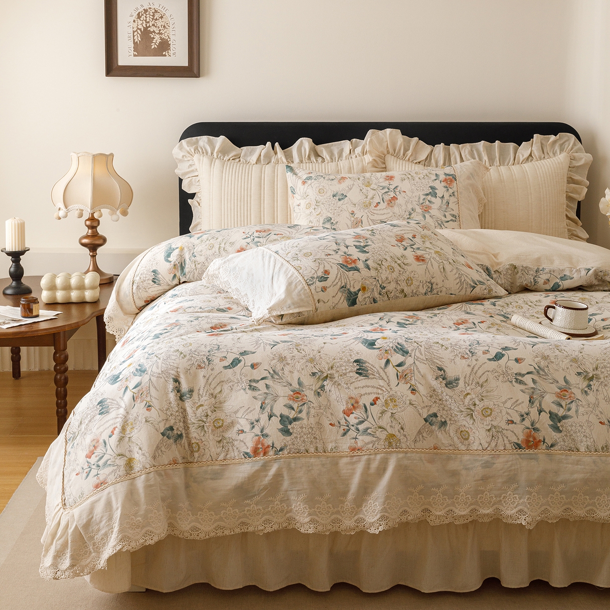 91家纺网 家纺一手货源 找家纺 菊上家纺 2026新款棉麻床盖四件套-飞鸟系列 棉麻-梦岚