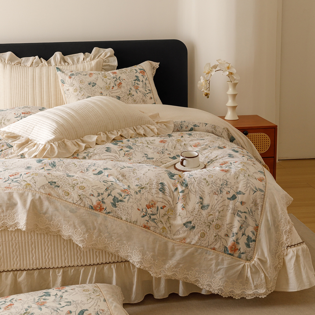 91家纺网 家纺一手货源 找家纺 菊上家纺 2026新款棉麻床盖四件套-飞鸟系列 棉麻-梦岚