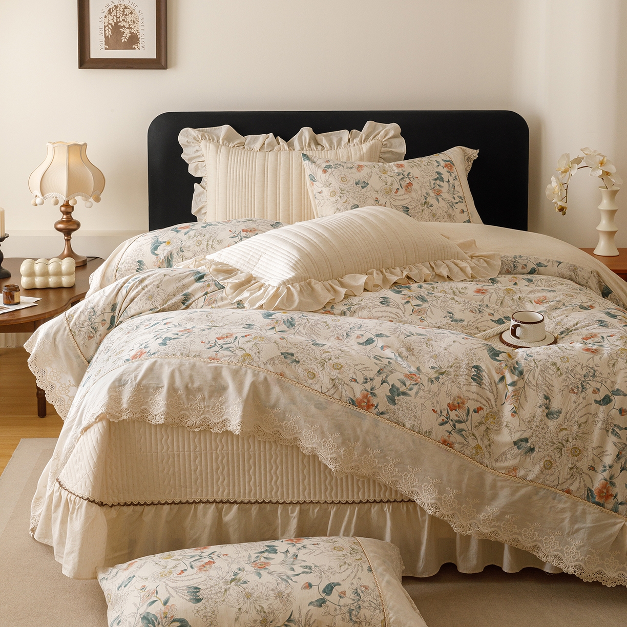 91家纺网 家纺一手货源 找家纺 菊上家纺 2026新款棉麻床盖四件套-飞鸟系列 棉麻-梦岚