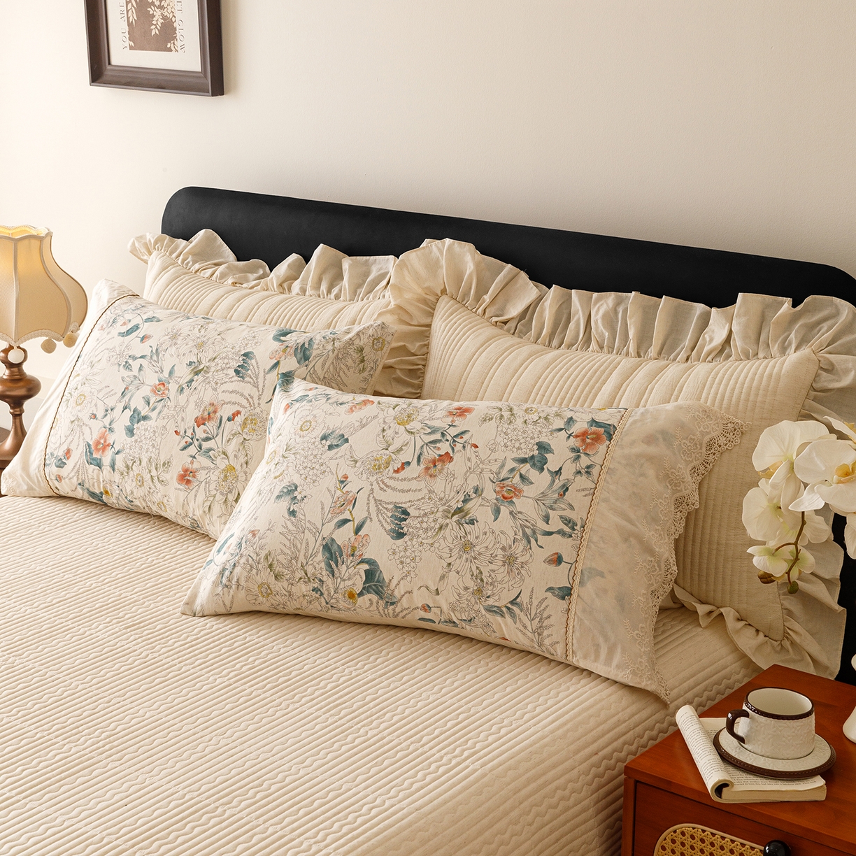 91家纺网 家纺一手货源 找家纺 菊上家纺 2026新款棉麻床盖四件套-飞鸟系列 棉麻-梦岚