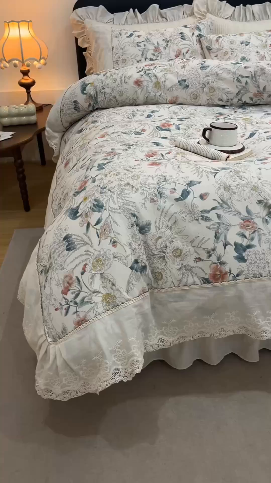 91家纺网 家纺一手货源 找家纺 菊上家纺 2026新款棉麻床盖四件套-飞鸟系列 棉麻-梦岚