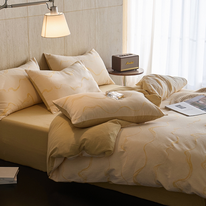 91家纺网 家纺一手货源 找家纺 （总）安莱生活 2026新款全棉纯棉色织提花水洗棉四件套