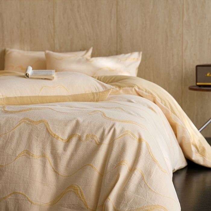 91家纺网 家纺一手货源 找家纺 （总）安莱生活 2026新款全棉纯棉色织提花水洗棉四件套