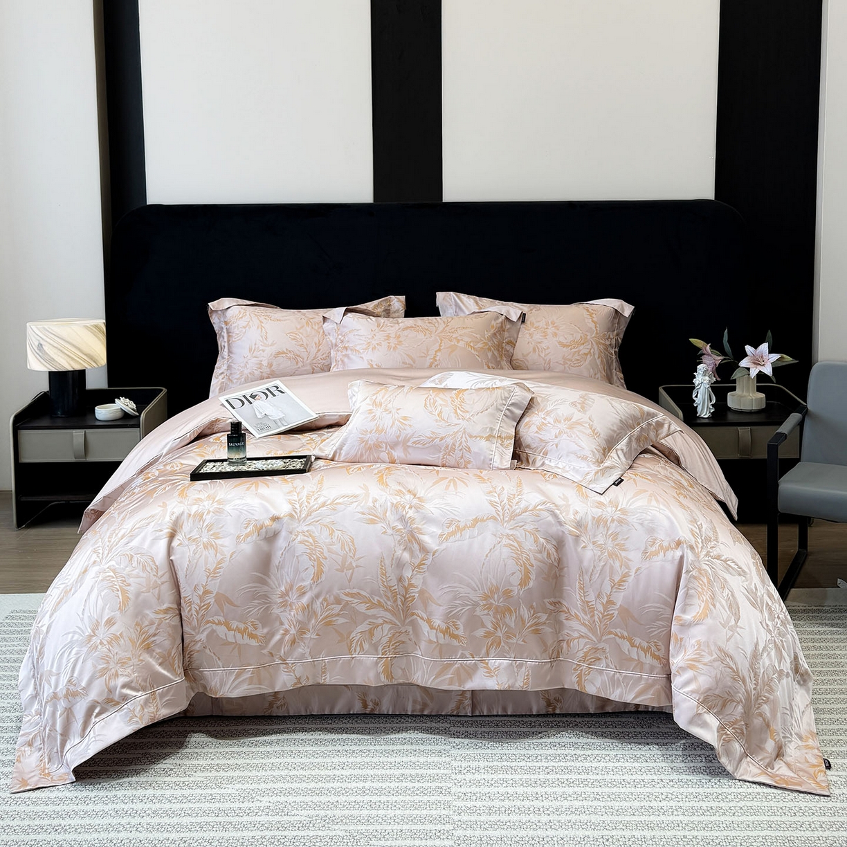 91家纺网 家纺一手货源 找家纺 （总）爱妮菲家纺 2026高端新品A类长绒棉纯棉四件套100全棉贡缎提花被套床单床笠轻奢风索依