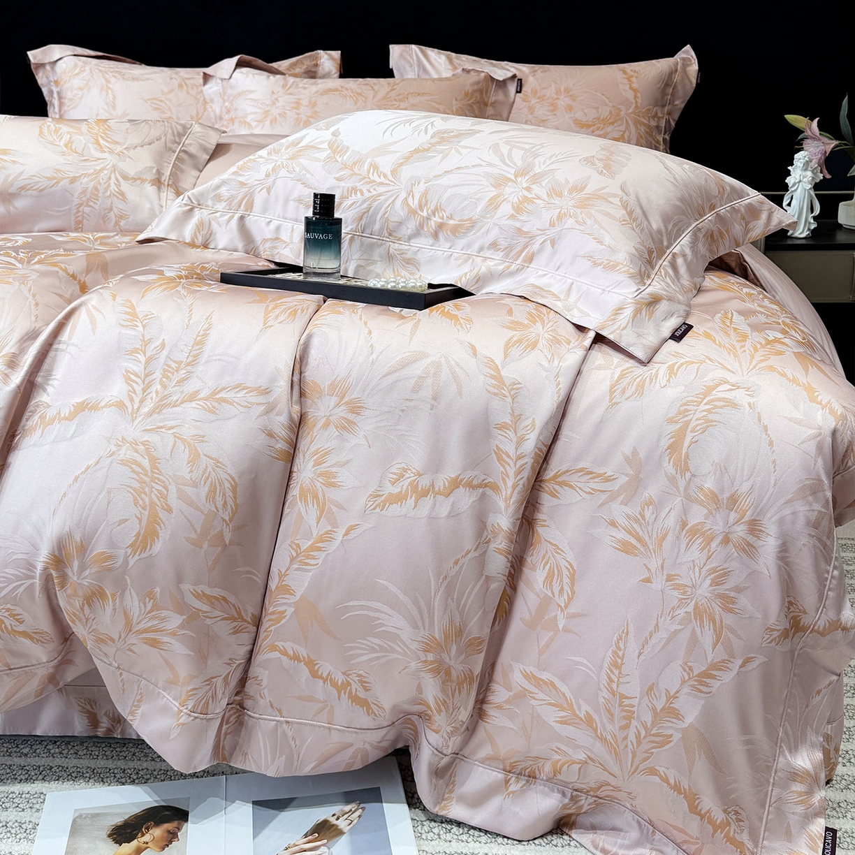 91家纺网 家纺一手货源 找家纺 （总）爱妮菲家纺 2026高端新品A类长绒棉纯棉四件套100全棉贡缎提花被套床单床笠轻奢风索依