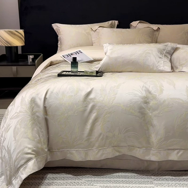 91家纺网 家纺一手货源 找家纺 乔利卡沃 2026高端新品A类长绒棉纯棉四件套100全棉贡缎提花被套床单床笠轻奢风索依 索依-湘金