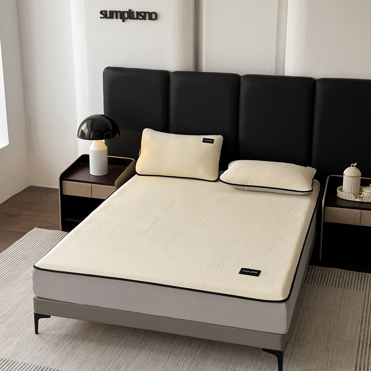 91家纺网 家纺一手货源 找家纺 （总）禧禾 2026春夏新款PE泡小豆提花华夫格凉席席子-简约生活