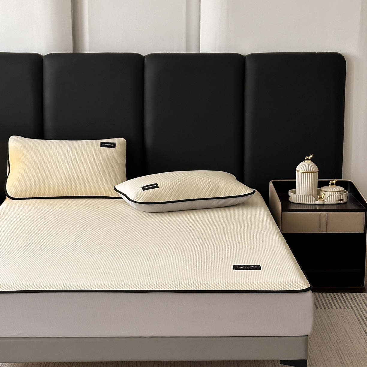 91家纺网 家纺一手货源 找家纺 （总）禧禾 2026春夏新款PE泡小豆提花华夫格凉席席子-简约生活