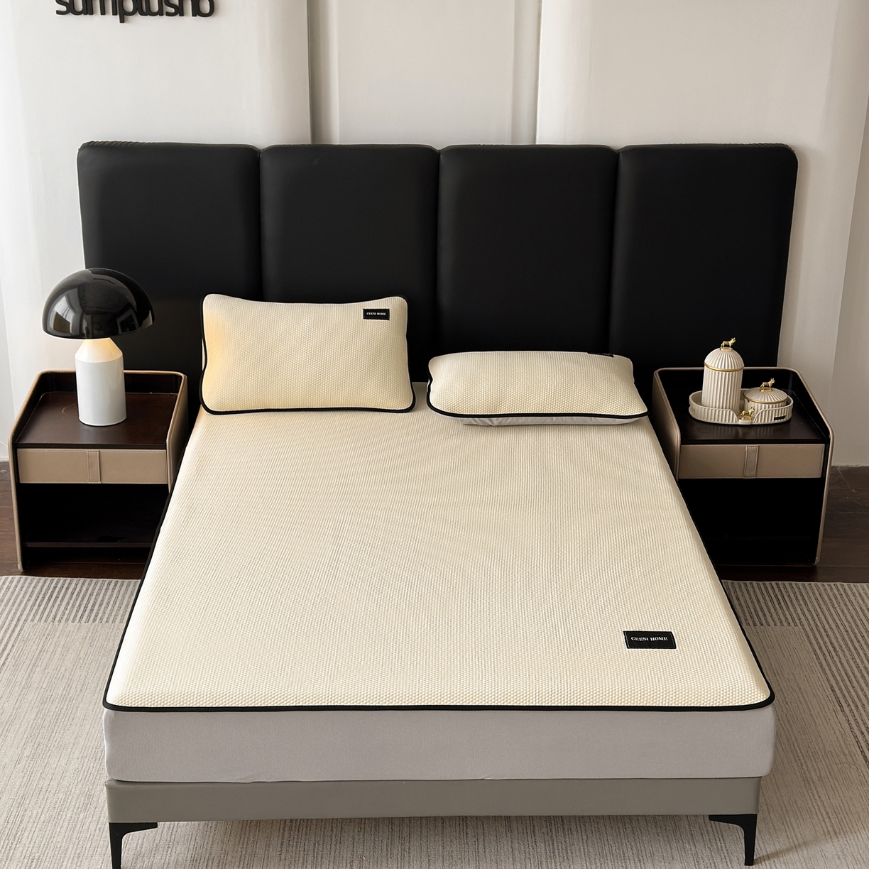 91家纺网 家纺一手货源 找家纺 （总）禧禾 2026春夏新款PE泡小豆提花华夫格凉席席子-简约生活