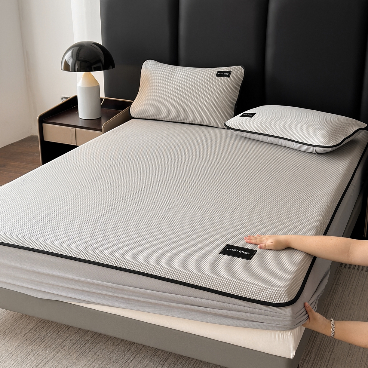 91家纺网 家纺一手货源 找家纺 （总）禧禾 2026春夏新款PE泡小豆提花华夫格凉席席子-简约生活