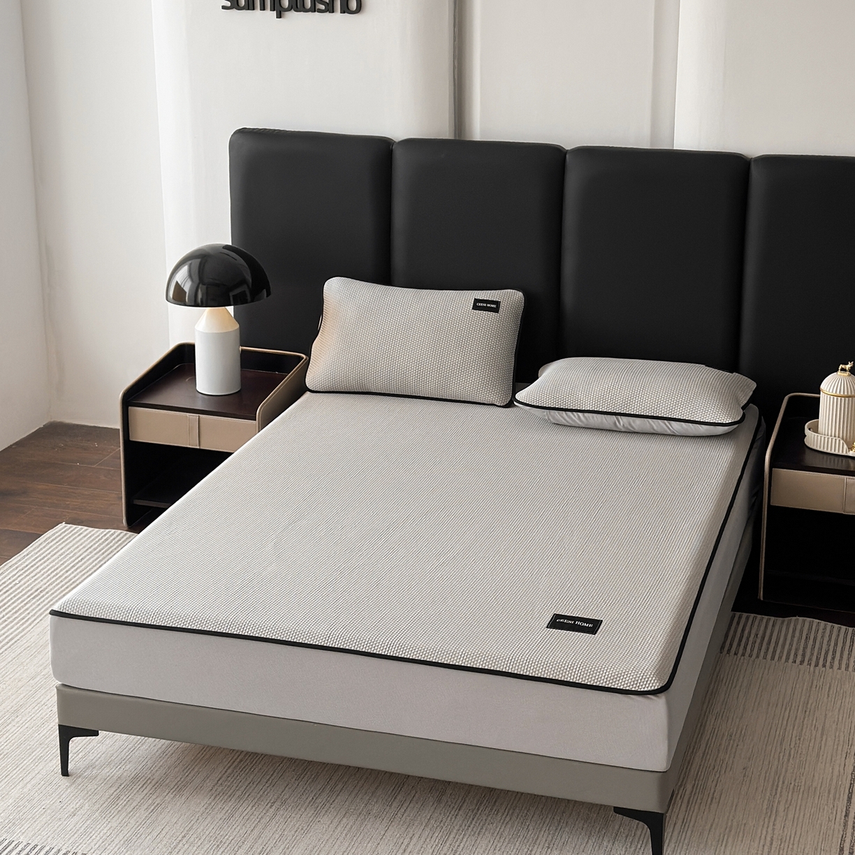 91家纺网 家纺一手货源 找家纺 禧禾 2026春夏新款PE泡小豆提花华夫格凉席席子-简约生活 简约生活-浅灰