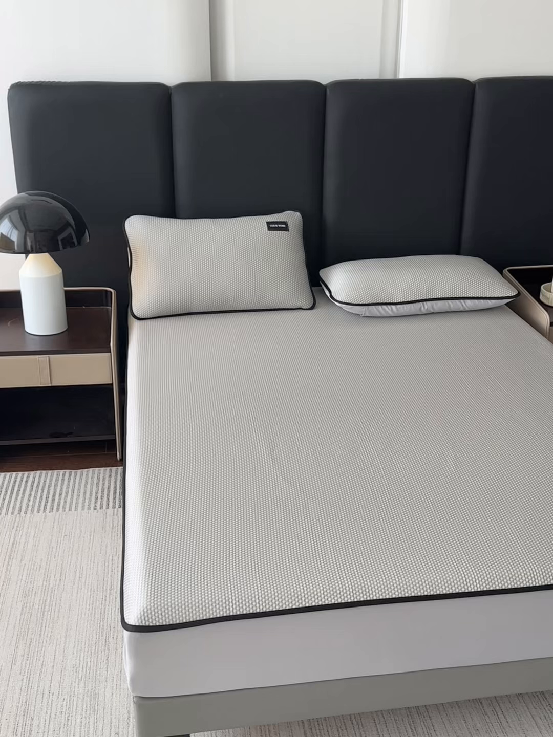 91家纺网 家纺一手货源 找家纺 禧禾 2026春夏新款PE泡小豆提花华夫格凉席席子-简约生活 简约生活-浅灰