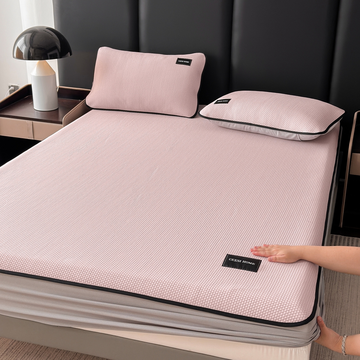 禧禾 2026春夏新款PE泡小豆提花华夫格凉席席子-简约生活 简约生活-水粉