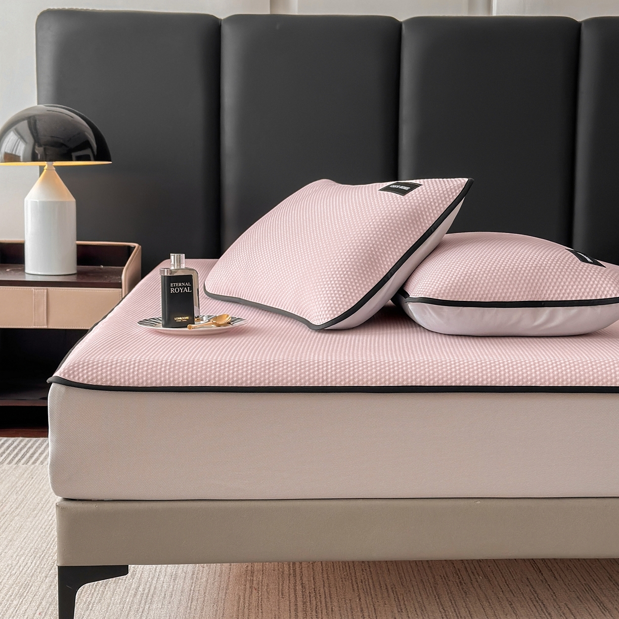 91家纺网 家纺一手货源 找家纺 禧禾 2026春夏新款PE泡小豆提花华夫格凉席席子-简约生活 简约生活-水粉