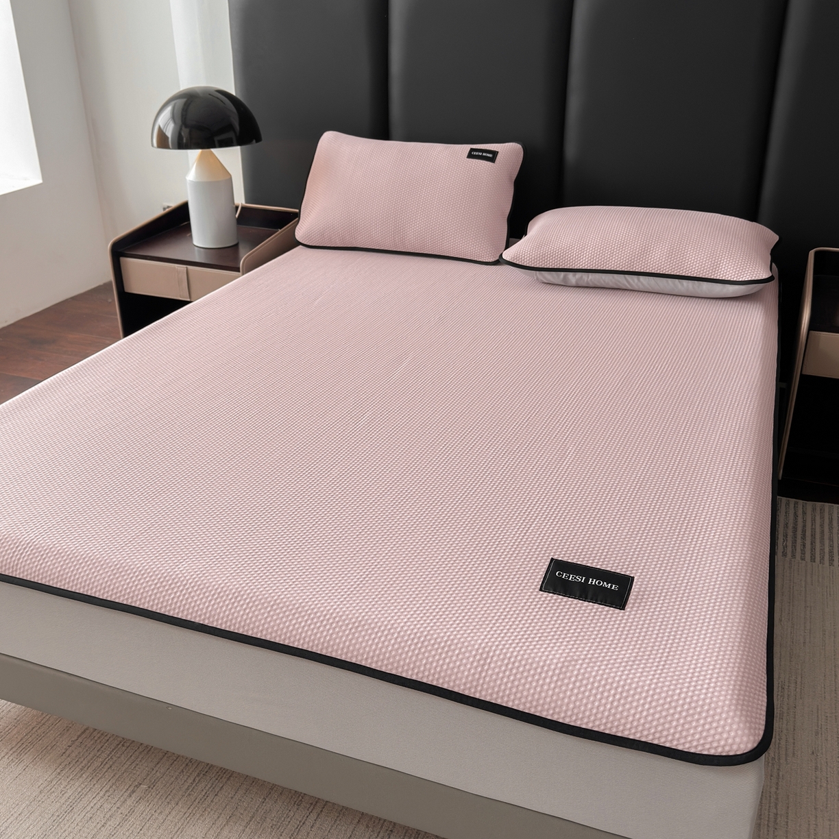 91家纺网 家纺一手货源 找家纺 禧禾 2026春夏新款PE泡小豆提花华夫格凉席席子-简约生活 简约生活-水粉