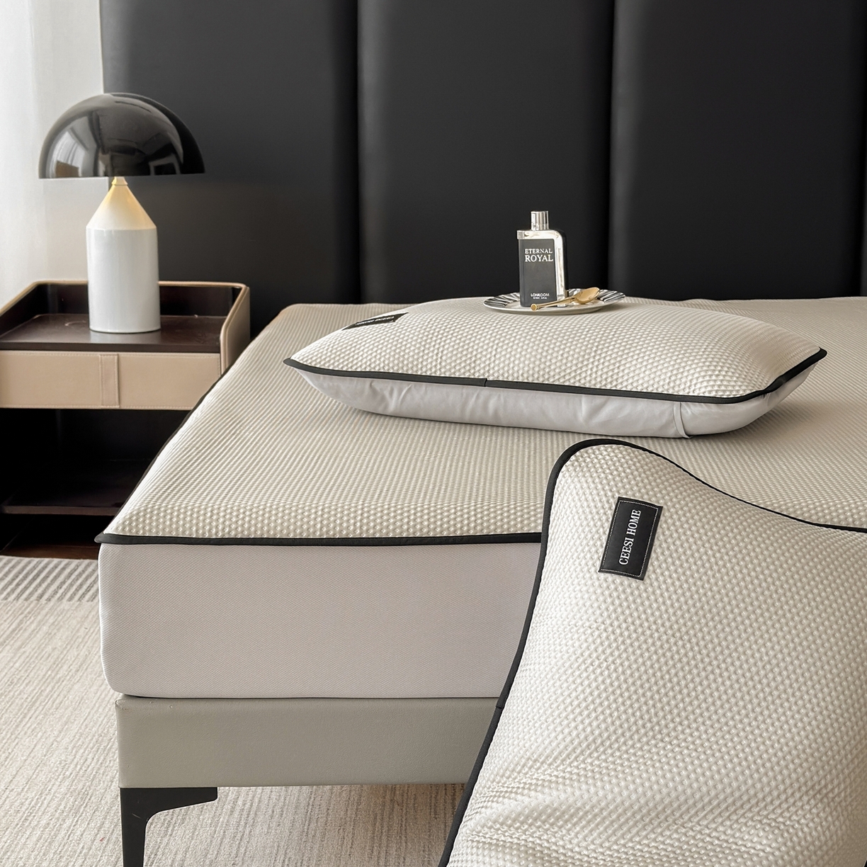 91家纺网 家纺一手货源 找家纺 禧禾 2026春夏新款PE泡小豆提花华夫格凉席席子-简约生活 简约生活-香槟