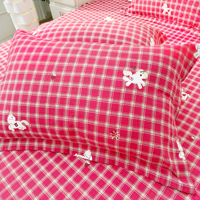 91家纺网 家纺一手货源 找家纺 九诺家纺 2026春夏新款丝柔棉皱皱纱床裙四件套双花边工艺床裙 安妮-幸福飞马