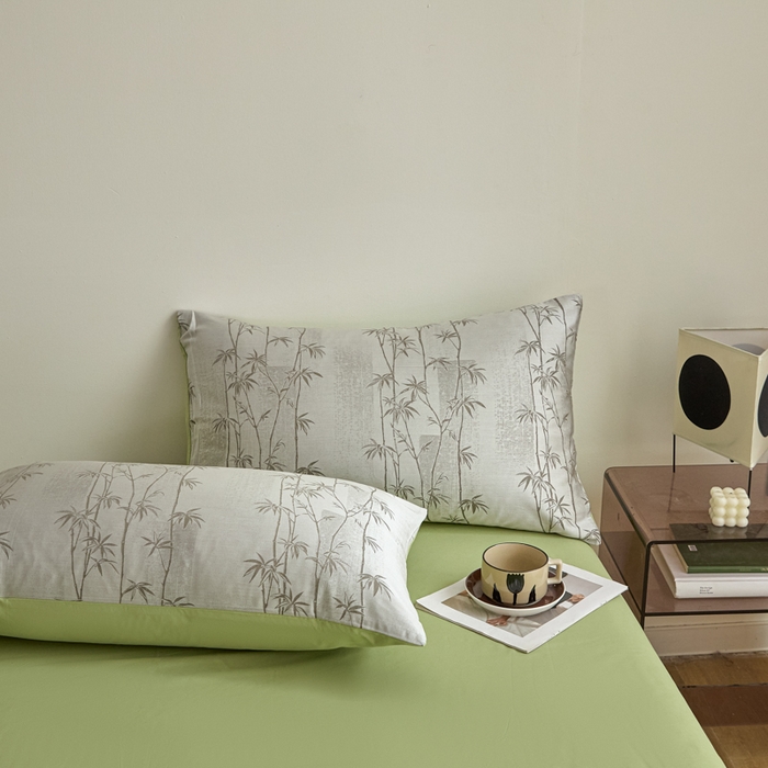 91家纺网 家纺一手货源 找家纺 琪格格纺织 2026新款色织天丝棉提花四件套 竹溪-绿