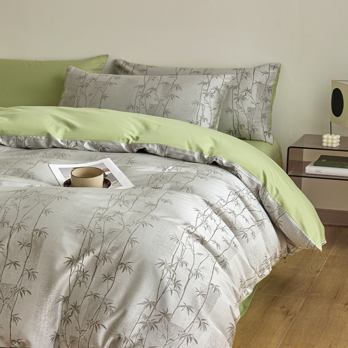 91家纺网 家纺一手货源 找家纺 琪格格纺织 2026新款色织天丝棉提花四件套 竹溪-绿