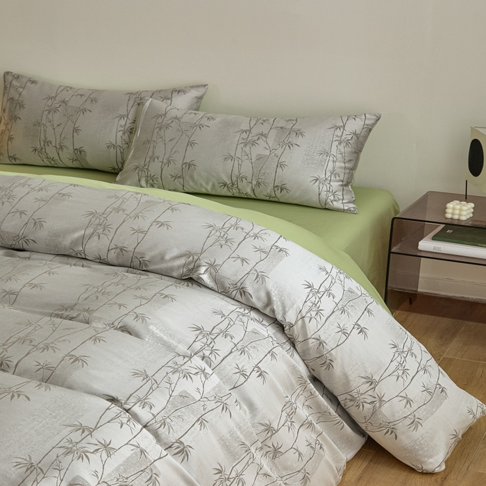 91家纺网 家纺一手货源 找家纺 琪格格纺织 2026新款色织天丝棉提花四件套 竹溪-绿