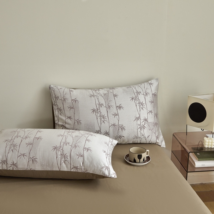 91家纺网 家纺一手货源 找家纺 琪格格纺织 2026新款色织天丝棉提花四件套 竹溪-咖