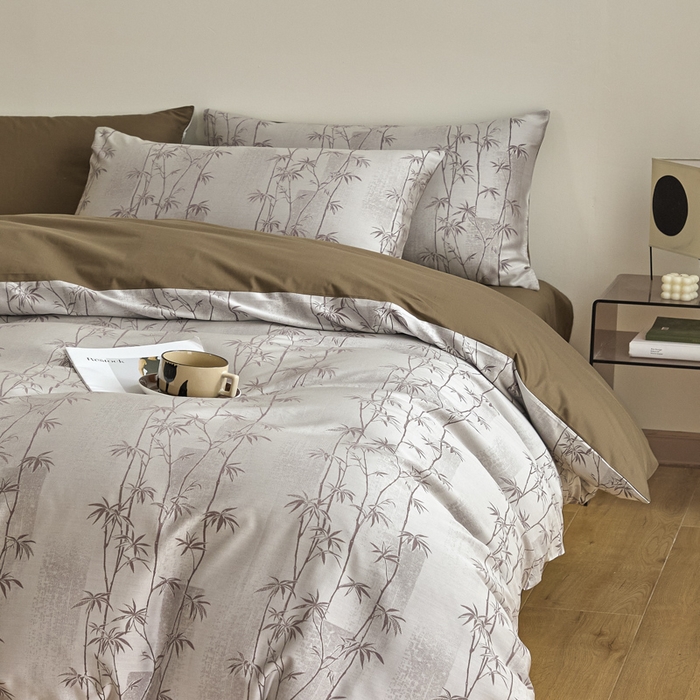 91家纺网 家纺一手货源 找家纺 琪格格纺织 2026新款色织天丝棉提花四件套 竹溪-咖