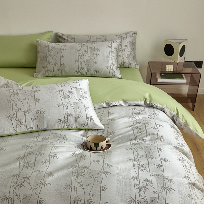 91家纺网 家纺一手货源 找家纺 琪格格纺织 2026新款色织天丝棉提花四件套 竹溪-绿