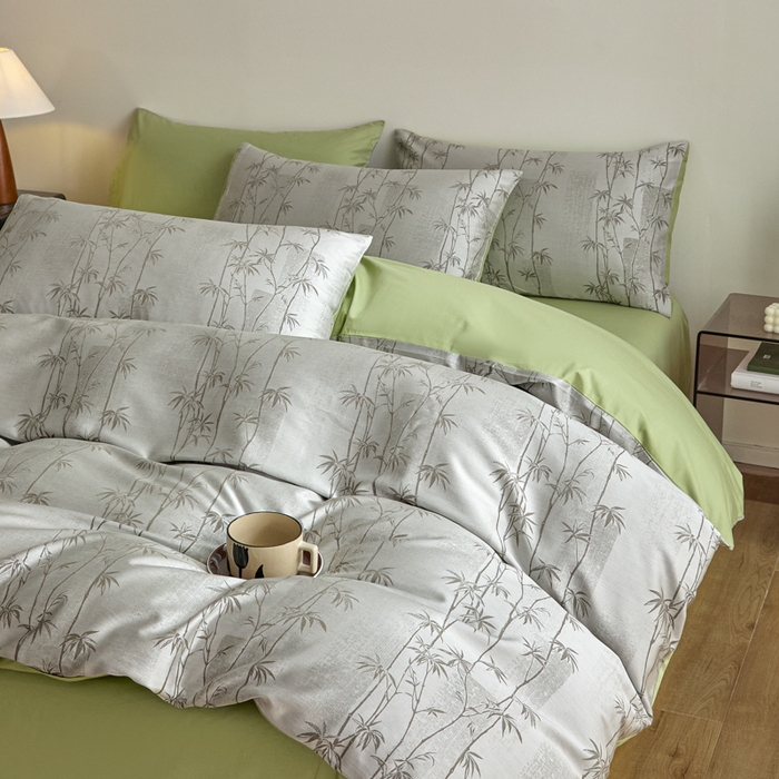 91家纺网 家纺一手货源 找家纺 琪格格纺织 2026新款色织天丝棉提花四件套 竹溪-绿