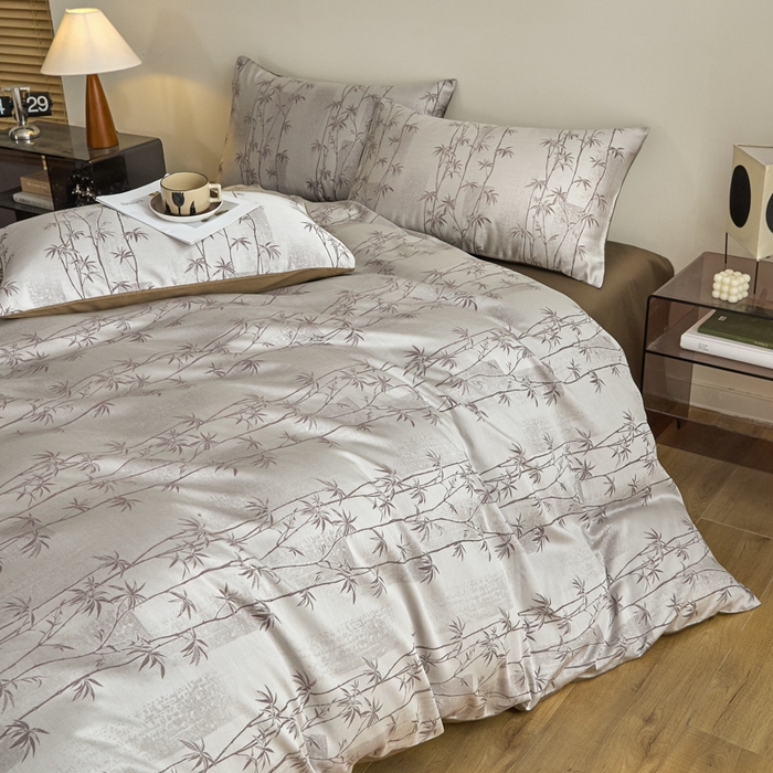 91家纺网 家纺一手货源 找家纺 琪格格纺织 2026新款色织天丝棉提花四件套 竹溪-咖