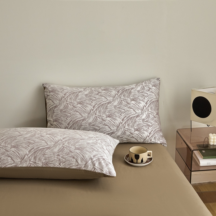 91家纺网 家纺一手货源 找家纺 琪格格纺织 2026新款色织天丝棉提花四件套 幻境-咖