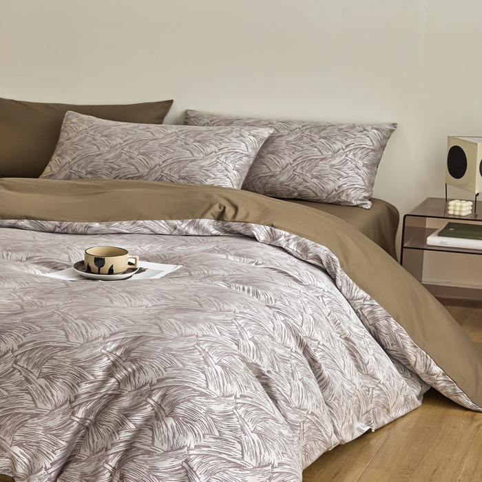 91家纺网 家纺一手货源 找家纺 琪格格纺织 2026新款色织天丝棉提花四件套 幻境-咖