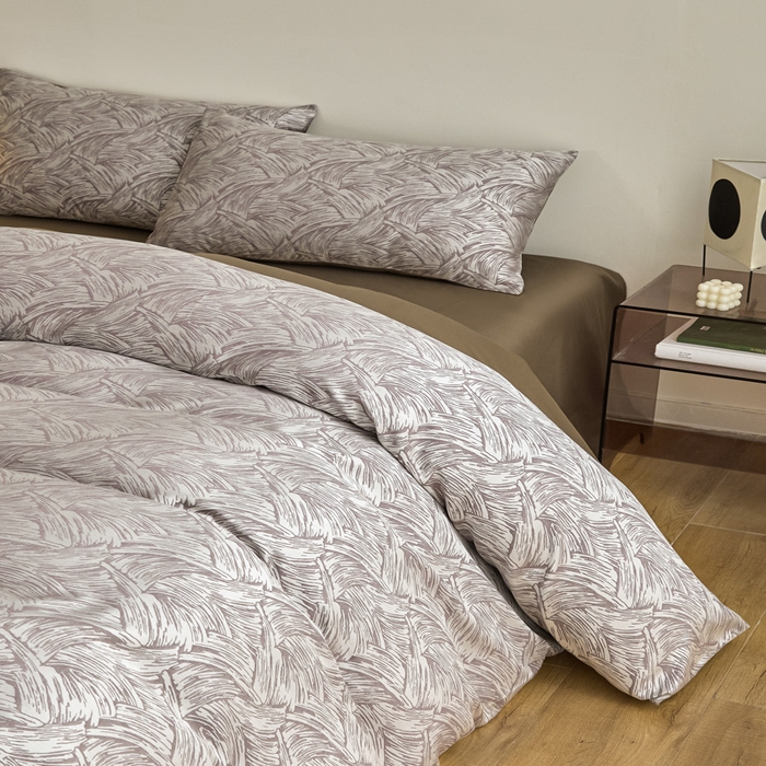 91家纺网 家纺一手货源 找家纺 琪格格纺织 2026新款色织天丝棉提花四件套 幻境-咖